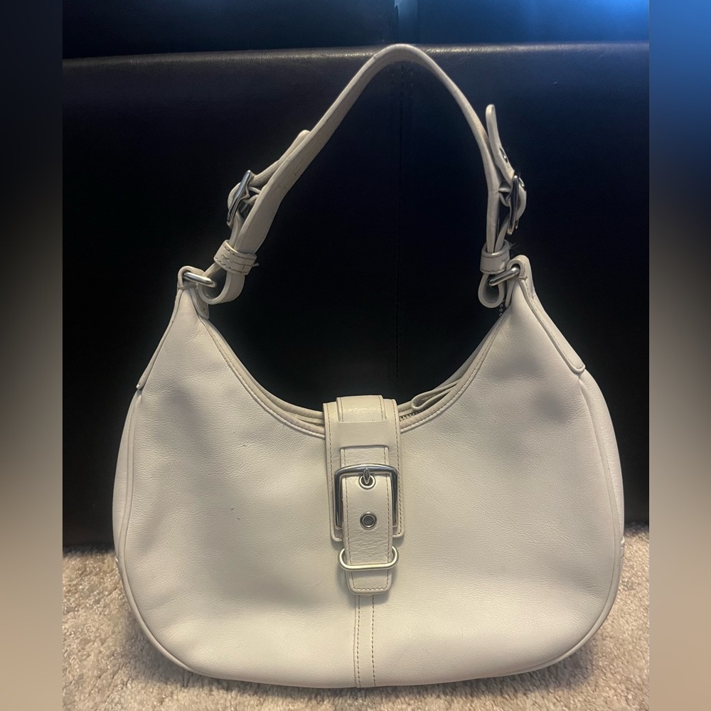 Coach White Leather Hamptons Hobo Bag
